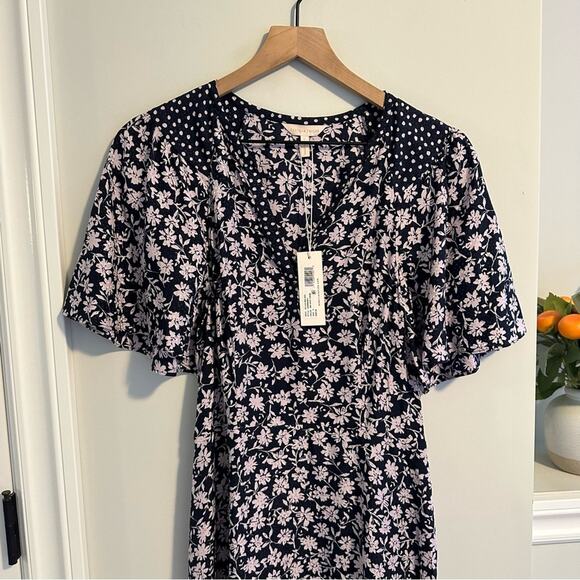 NWT Rebecca Taylor Navy Blue Pink Floral Mini Dress 6 - Picture 8 of 13